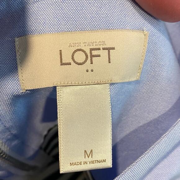 Striped Color Block Shift Dress Size Medium Blue Black White Ann Taylor LOFT - Picture 3 of 4